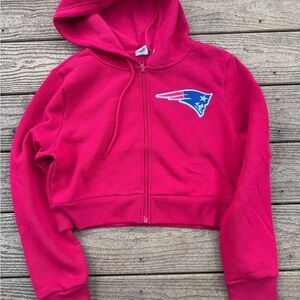 Patriots Cropped full zip Hoodie with logo large